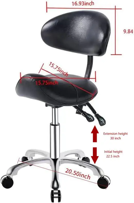 Saddle Stool Chair with Back Rolling Esthetician Seat for Salon Tattoo Shop Spa Facial lash Home Dentist Clinic Esthetician Chair(with Back Support, Black) Saddle Stool Chair with Back Rolling Esthetician Seat for Salon Tattoo Shop Spa Facial lash Home Dentist Clinic Esthetician Chair(with Back Support, Black)