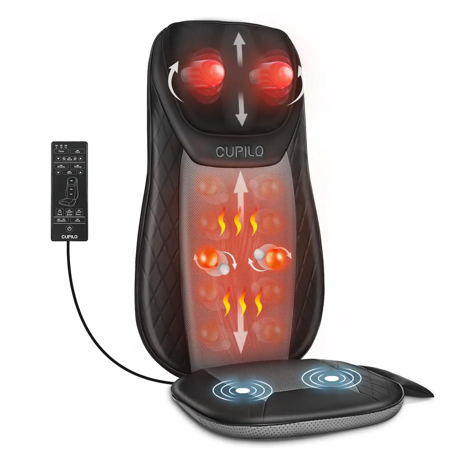 Shiatsu Neck Back Massager With Heat Massage Chair Pad Cushion For Stress Relief Inflatable Flaps Back Support Kneading