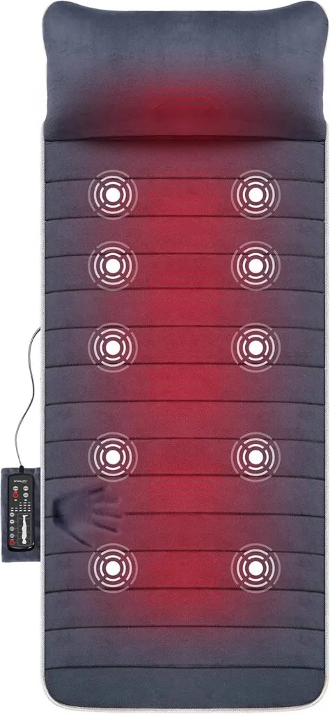 Snailax Memory Foam Full Body Massage Mat With Heat Back Massager With 10 Vibration Motors 6 Heating Pads Massage Chair