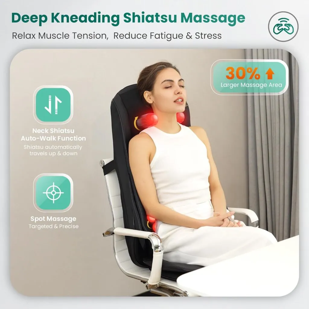 Snailax Shiatsu Neck And Back Massager With Heat Upgraded Massage Chiar Pad With Compression Vibration Chair Seat Massag 1