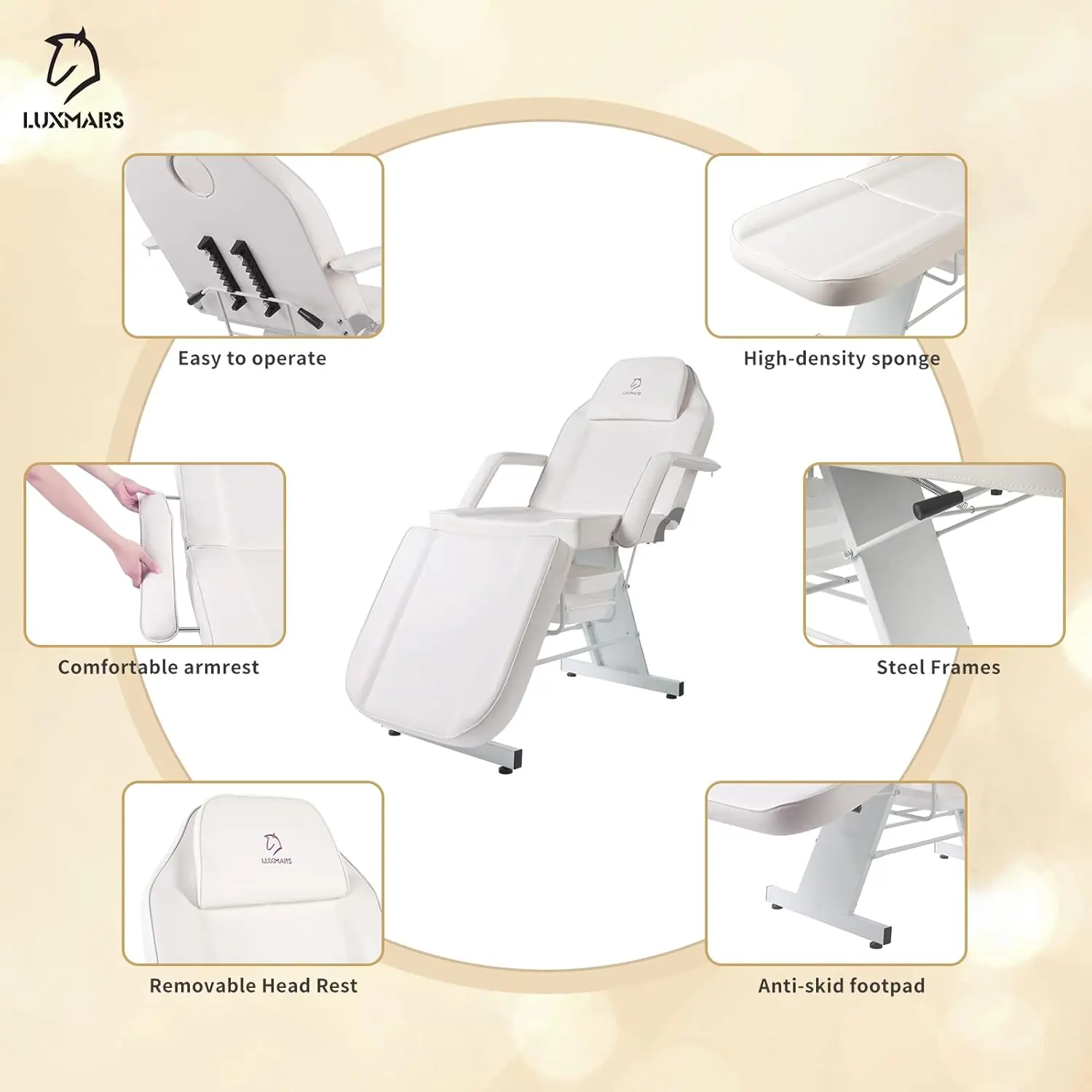 Tattoo Chair Adjustable,Facial Chair Multipurpose 73 Inch Spa Facial Bed with Massage Equipment Stool for Beauty Spa Tattoo, Black