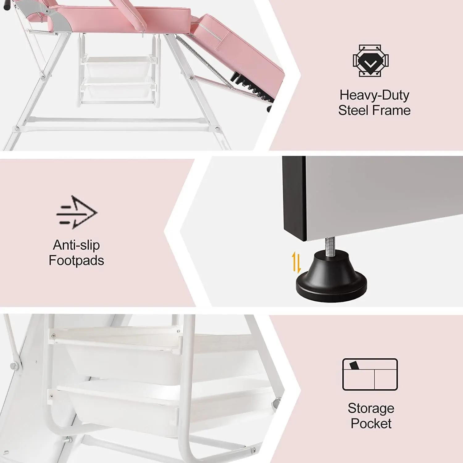 Tattoo Chair Adjustable,Facial Chair Multipurpose 73 Inch Spa Facial Bed with Massage Equipment Stool for Beauty Spa Tattoo, Black