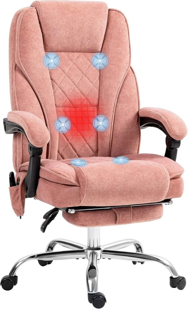 Vinsetto Massage Office Chair With Foot Rest Executive Computer Desk Chair With 6 Vibration Point And Heat Reclining Bac