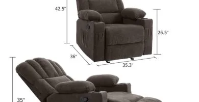Yitahome Manual Recliner Chair With Massage And Heat Fabric Recliner Chair With Overstuffed Armrest Rocking Recliner Wit