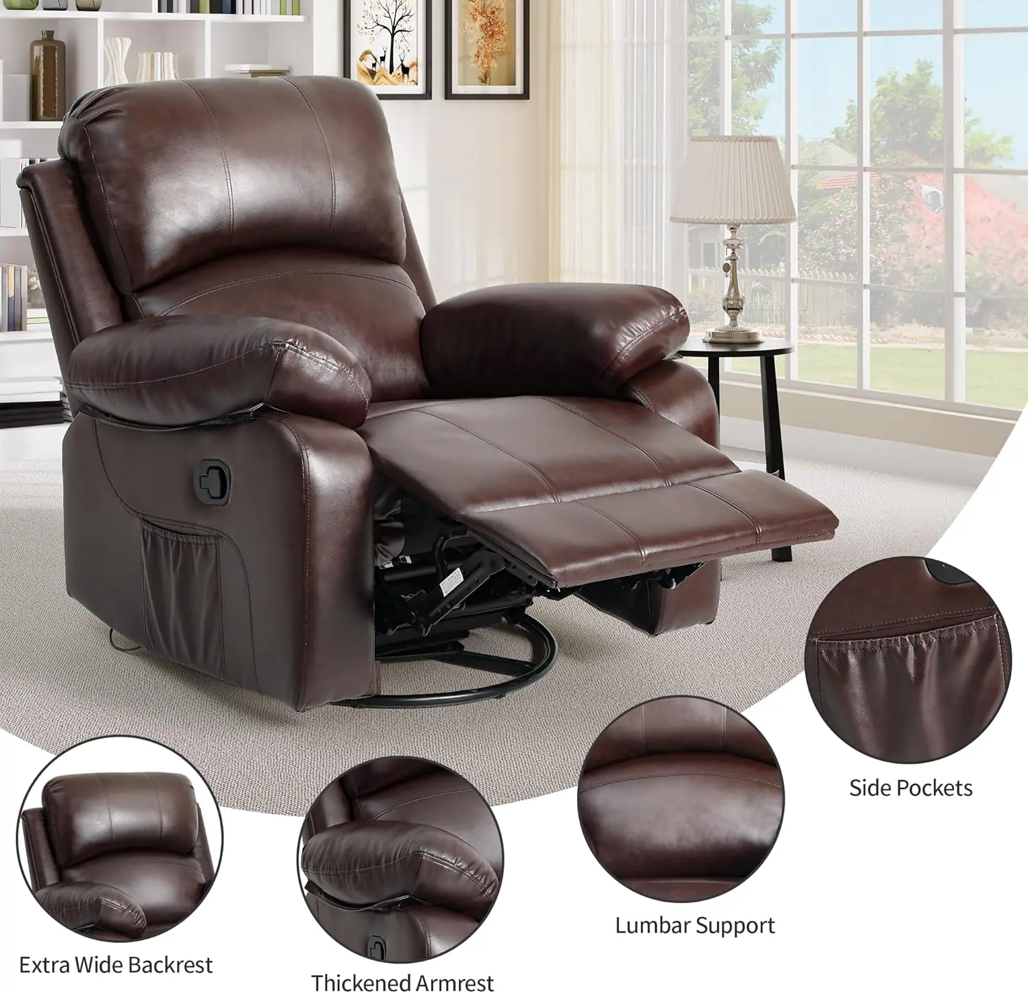 Yitahome Oversized Rocker Recliner Chair With Heat And Massage Lazy Boy Recliner With Overstuffed Armrest Rocking Functi 2