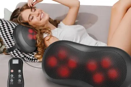 Adjustable Neck Shoulder Massage Pillow With Magic Strap High Power Copper Motor Hand Control Heating Back Massager For 1 32