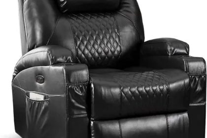 Ahmed Power Swivel Rocker Recliner Chair With Massage And Heat Faux Leather Home Theater Seating With Led Ambient Lighti 23