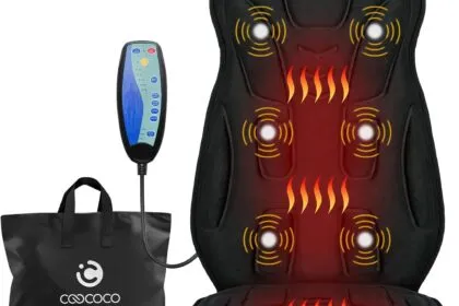 Coococo Vibration Back Massager With Heat Gifts For Dad Him Husband Men Massage Chair Pad With 8 Vibrating Motors 2 Leve