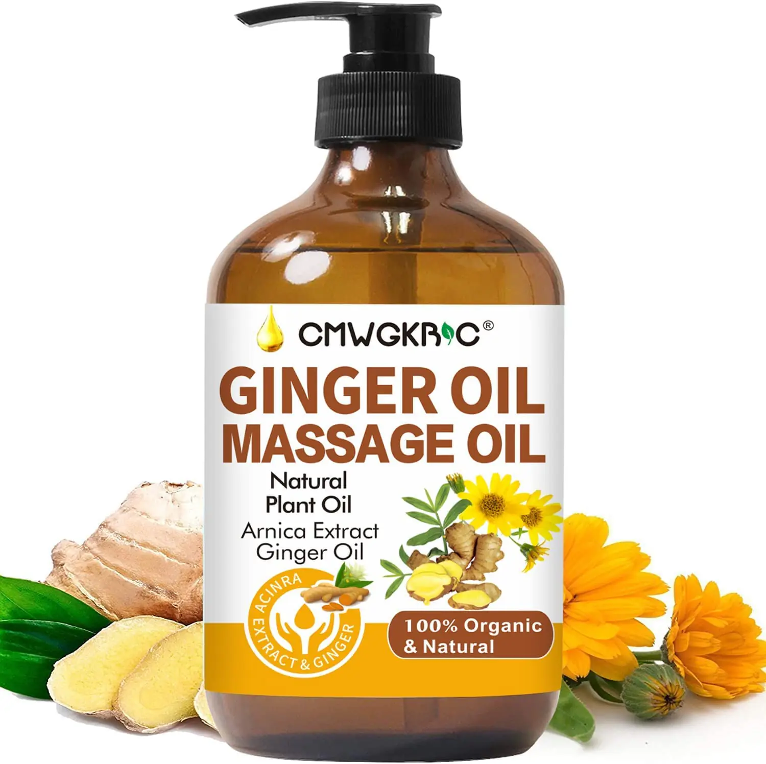 Ginger Oil,Ginger Massage Oil for Lymphatic Drainage,Natural Body Oil for Skin,Arnica Oil,Sore Muslce Massage Oil,Spa Ginger Oil-Warming and Relaxing for Mothers Day GiftsFathers Day Gift