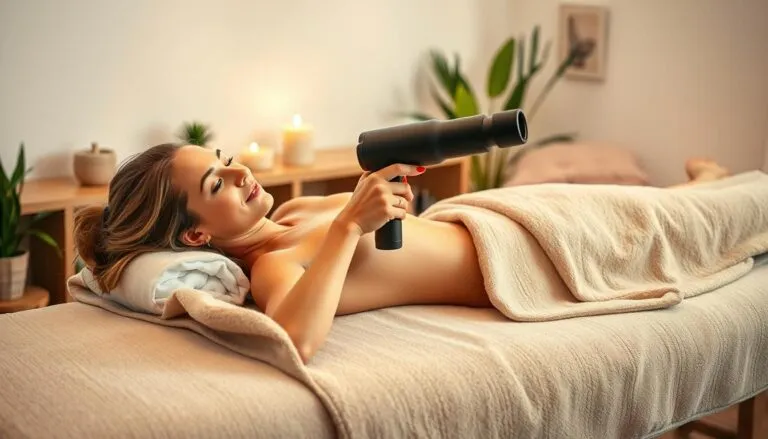 girl using massage gun