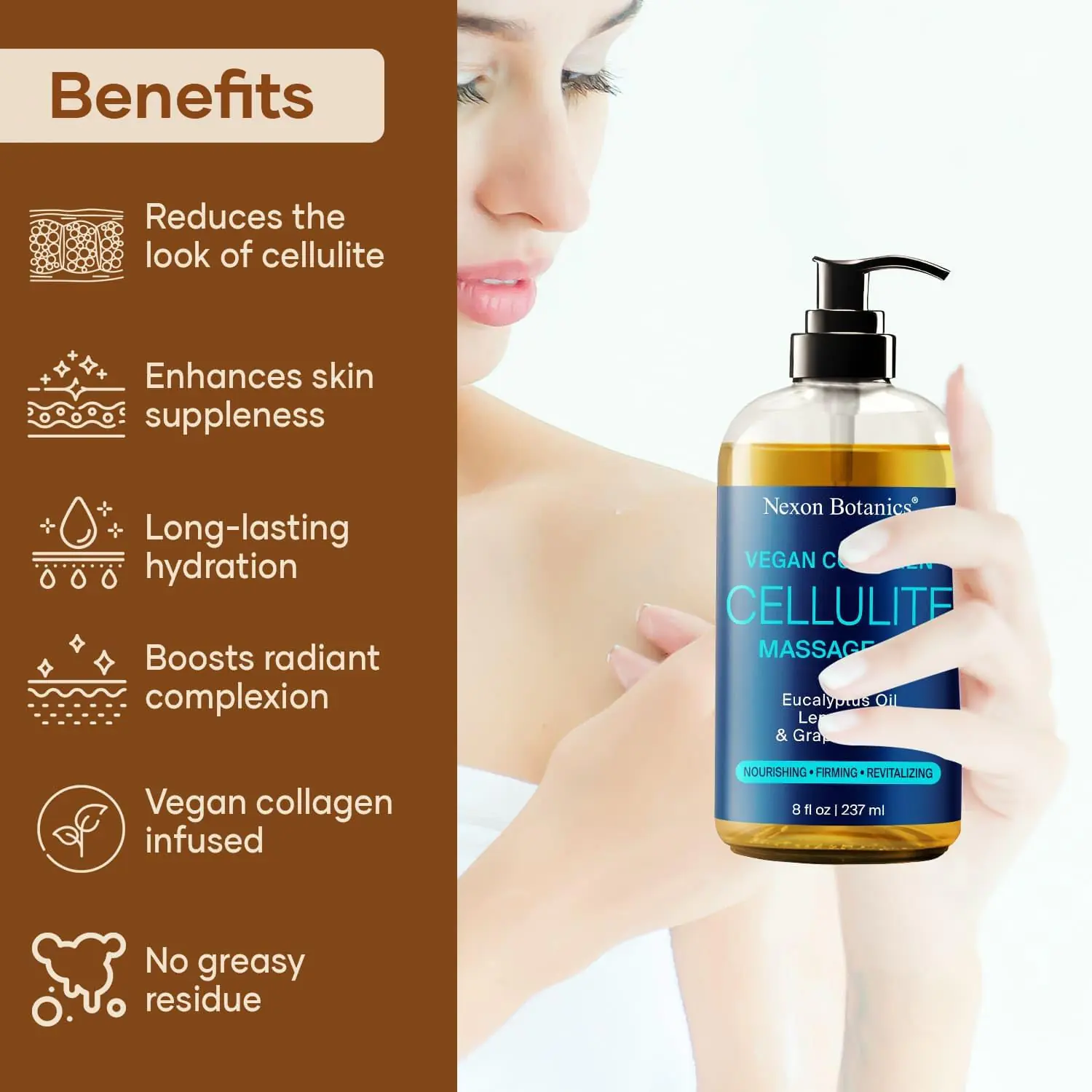 Sore Muscle Massage Oil 8 fl oz - Arnica Massage Oil for Therapy Sore Muscles - Peppermint Lavender for Body, Muscle Joint Relaxation - Nexon Botanics